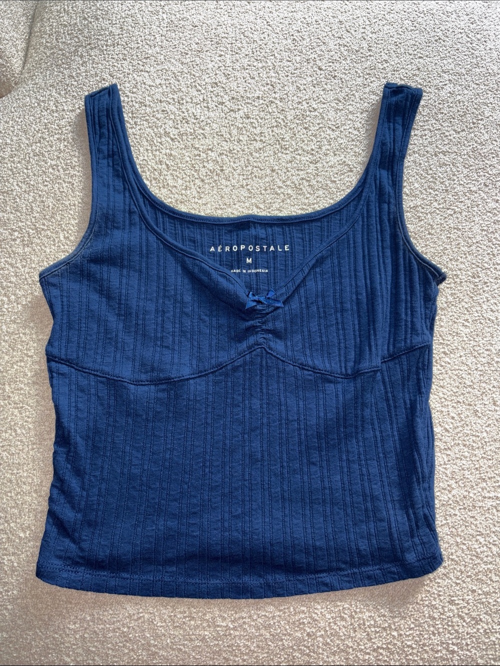 Aeropostale Dark Blue Ribbed Scoop Tank Top